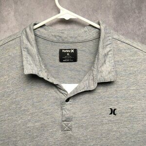 Hurley Mens Polo Shirt size XL‎ Gray Blue Short Sleeve Nike Drifit Cotton Blend